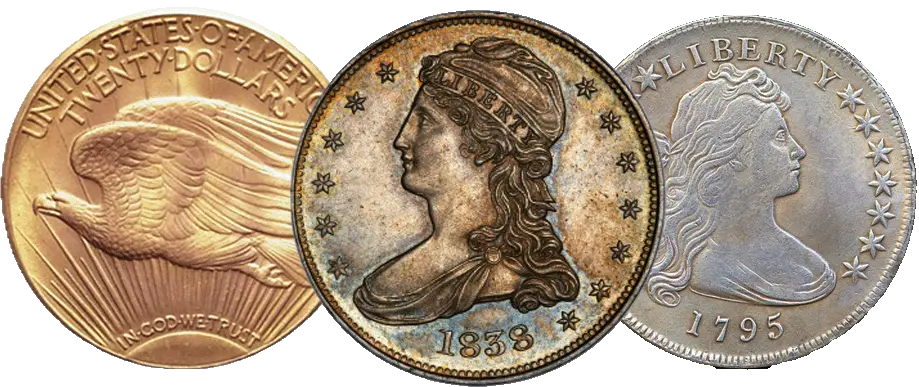 3 Rare Numismatic Coins Flowing Hair Cent,